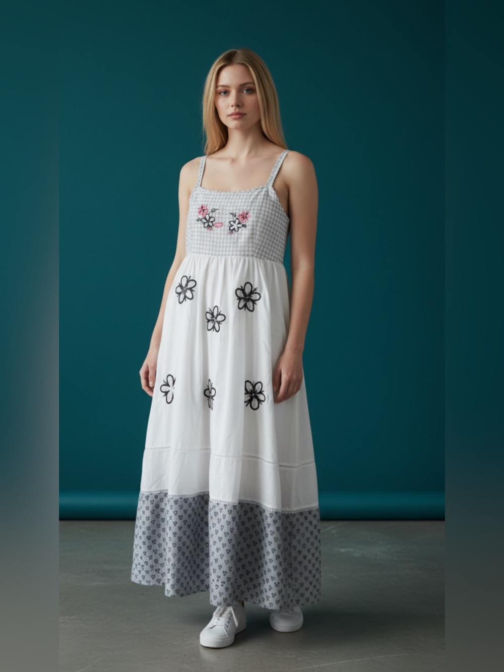 White Floral Embroidered Sundress. Brand new.with tag